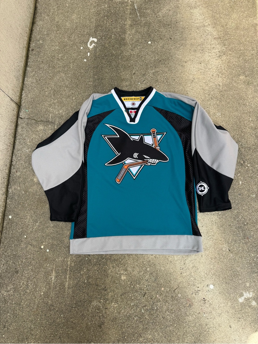 KOHO San Jose Sharks NHL Hockey Jersey Youth L/XL Made In Canada Teal